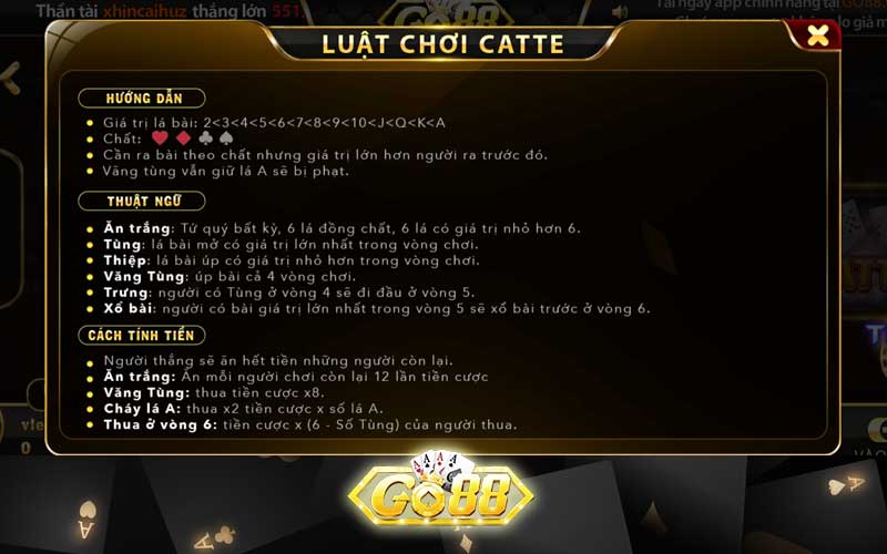 Luật chơi Catte Go88